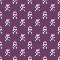 Pirate symbol, skull with bones, vector seamless pattern