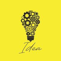 light bulb idea vector illustration, yellow colour background.