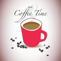 banner de tiempo de café, ilustración de vector de taza de café.