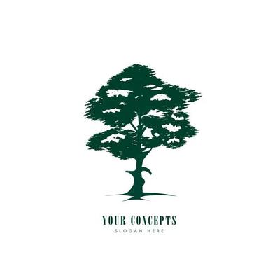 Trees forest vector. Silhouette of pine, spruce and Tree silhouettes sketch design on white background in nature illustration design