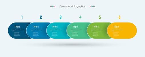 Steps or Options of infographic Process chart with blue and yellow pannels. Infographic template with 6 options or steps, business template for presentation Objects vector