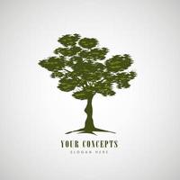 green tree silhouettes on white background and Tree silhouettes green maple illustration vector