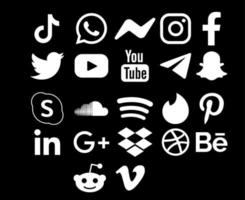colección redes sociales icono símbolo diseño elemento vector ilustración