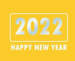 Abstract Holiday Happy New Year 2022  Design Vector White And Yellow