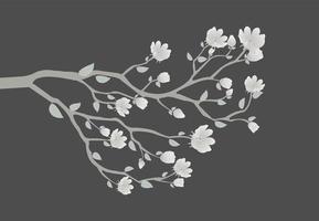 Branch soft gray flower isolated on dark tone background. vector