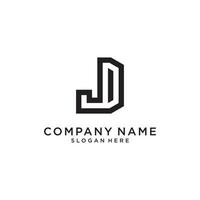 JD or DJ initial letter logo design template. vector