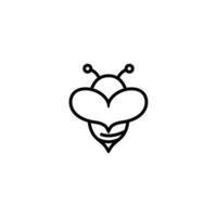 vector de estilo de línea de icono de logotipo de abeja.