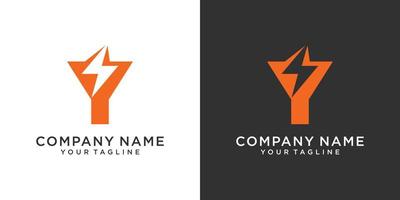 Initial letter Y with lightning bolt logo vector design.