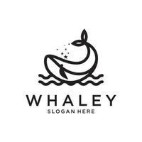 Whale with line style logo icon design vector illustration.