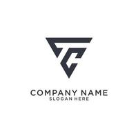 TC or CT initial letter logo design template. vector