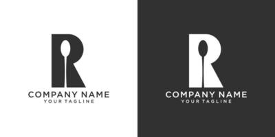 Initial letter R with tablespoon vector logo design concept.