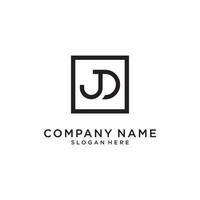 JD or DJ initial letter logo design template. vector