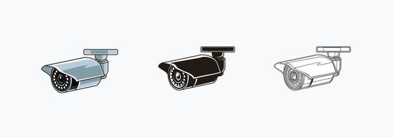 CCTV camera icons set. rounded shape CCTV - colored, silhouette, line icon vector illustrations isolated on white