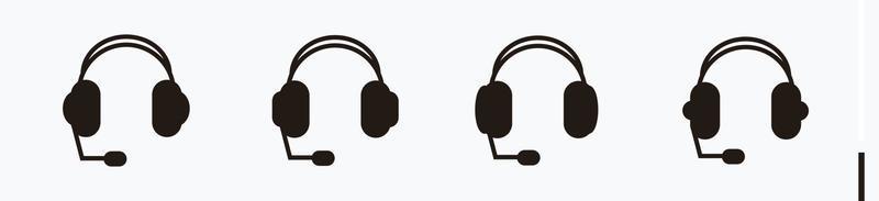 headphone with microphone icon set. headphone illustrations isolated on white vector