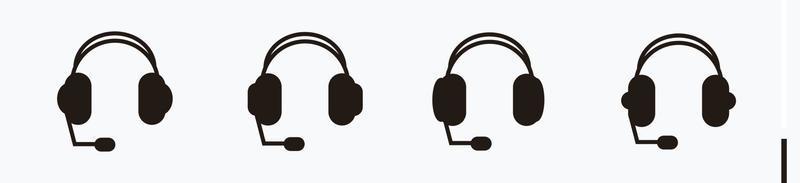 conjunto de iconos de auriculares con micrófono. ilustraciones de auriculares aisladas en blanco vector