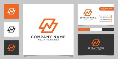 Letter N  monogram logo design vector with business card.