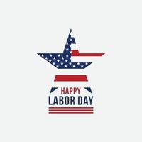 Happy Labor Day vector greeting card or invitation card. Illustration of an American national holiday with a US flag. American labor day.