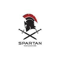diseño de vector de logotipo espartano de cabeza con espada.