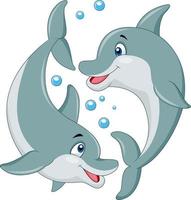 caricatura, pareja, delfín vector