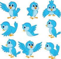 Cute blue bird cartoon vector