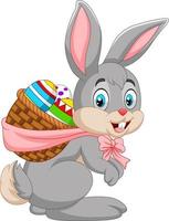 Easter Bunny carrying basket of Easter egg vector