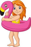 Cartoon little girl with inflatable ring vector