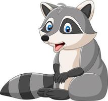 Cute raccoon cartoon on white background vector