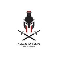 Head spartan logo vector design with sword.