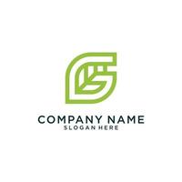 Initial letter G with leaf luxury logo design. vector