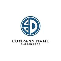 SD or DS initial letter logo design vector template.