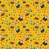 Cute toucan bird seamless pattern vector
