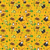 Cute toucan bird seamless pattern vector