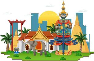 Bangkok Thailand With Landmarks vector