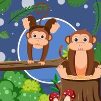 Cute monkey in flat cartoon style vector