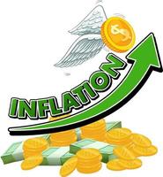 Inflation with green arrow going up vector