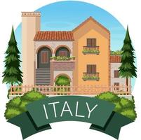 Italy banner label with house buildings vector