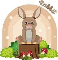 Cute rabbit in cartoon flat style vector