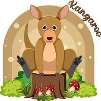 Cute kangaroo in cartoon flat style vector