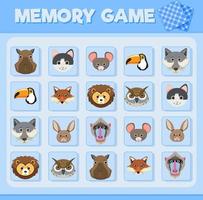 Animal memory card game vector