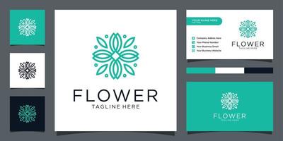 Flower mono line luxury logo design concept. vector