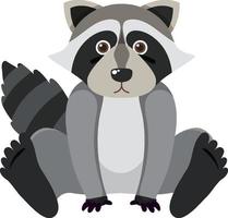 Cute raccoon in flat style vector