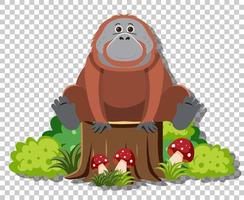 Cute orangutan in flat cartoon style vector