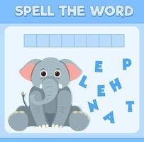 Spell word game with word elephant vector