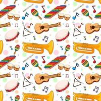 Different music instruments seamless pattern vector