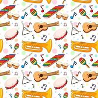 Different music instruments seamless pattern vector