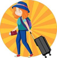 personaje simple de chica turista vector