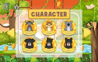 Wild animals game character vector