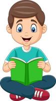 niño de dibujos animados leyendo un libro vector