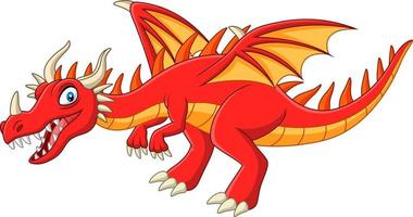 dragón rojo de dibujos animados sobre fondo blanco vector