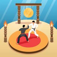 Isometric Karate Fight Composition vector